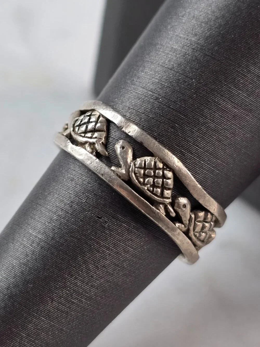 Womens Vintage Estate Sterling Silver Turtle Ring 2.7g E4132